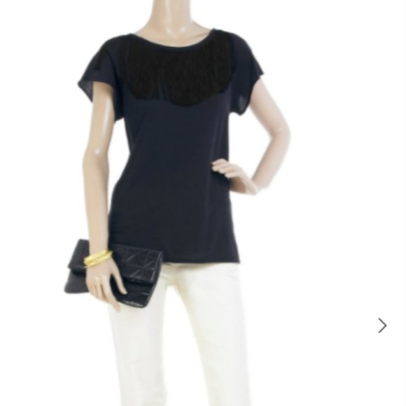 3.1 Phillip Lim Tops - NWT 3.1 Philip Lim Navy 100% Cotton Backless Fringe T-shirt Top - Dark Blue - S
